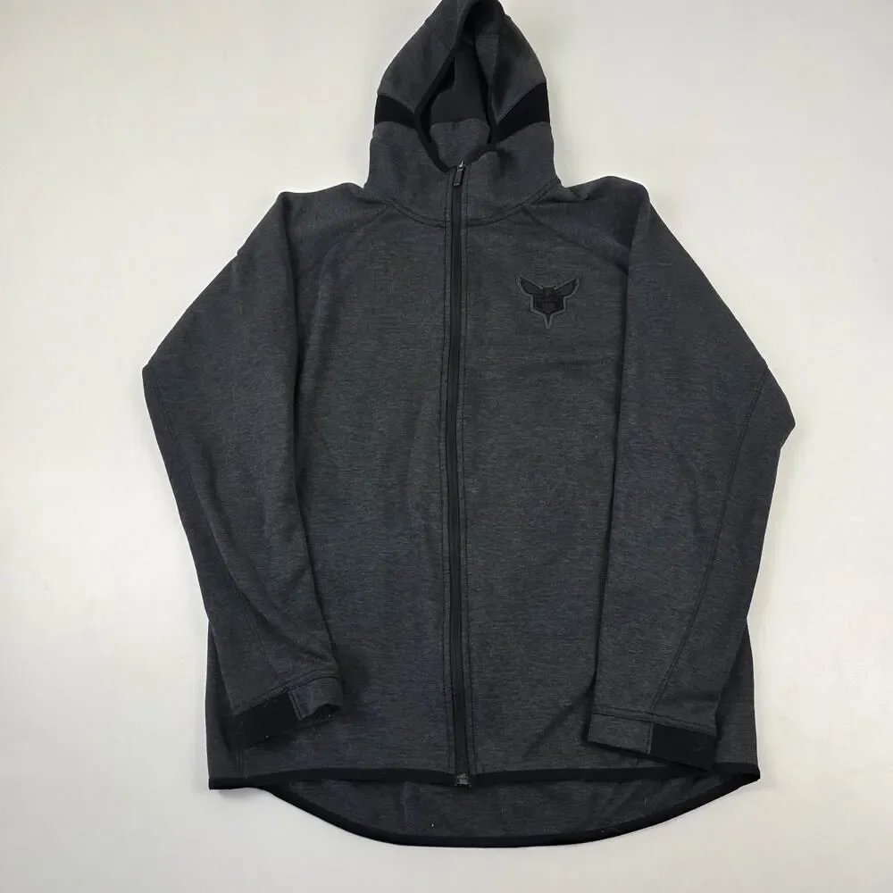 NBA Charlotte Hornets Basketball Full Zip Hoodie Gray W/Pockets Size Medium Tall